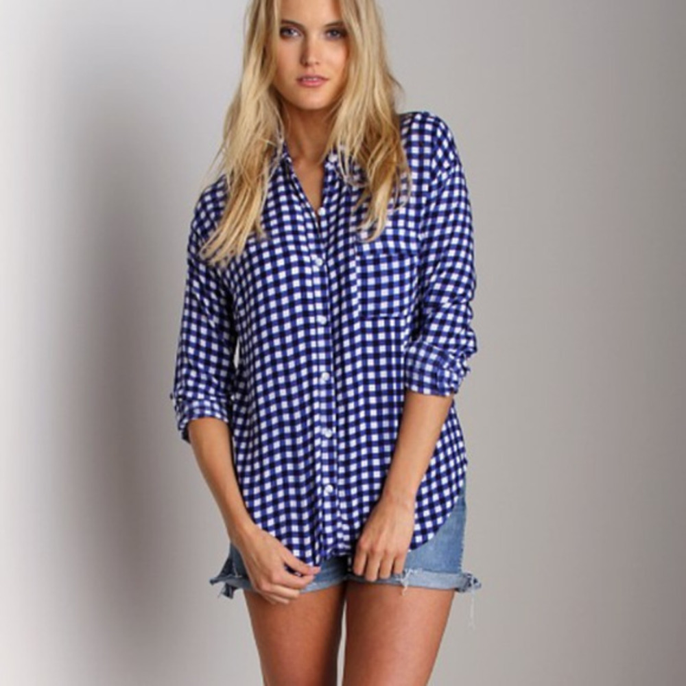 Splendid Gingham Button Down Navy